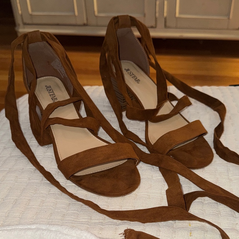 JustFab Tan Wrap-Around Sandals